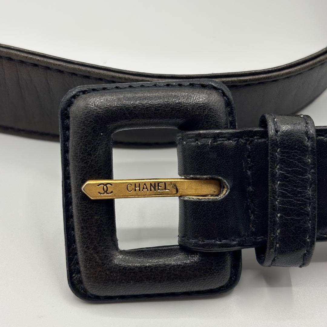 CHANEL シャネル　ベルト　レザー　ブラック　ブランドロゴ　レディース