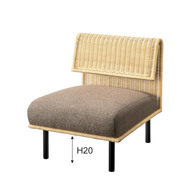アームレスラタンソファー１人掛け ソファ幅60cm 籐 座椅子（1366）