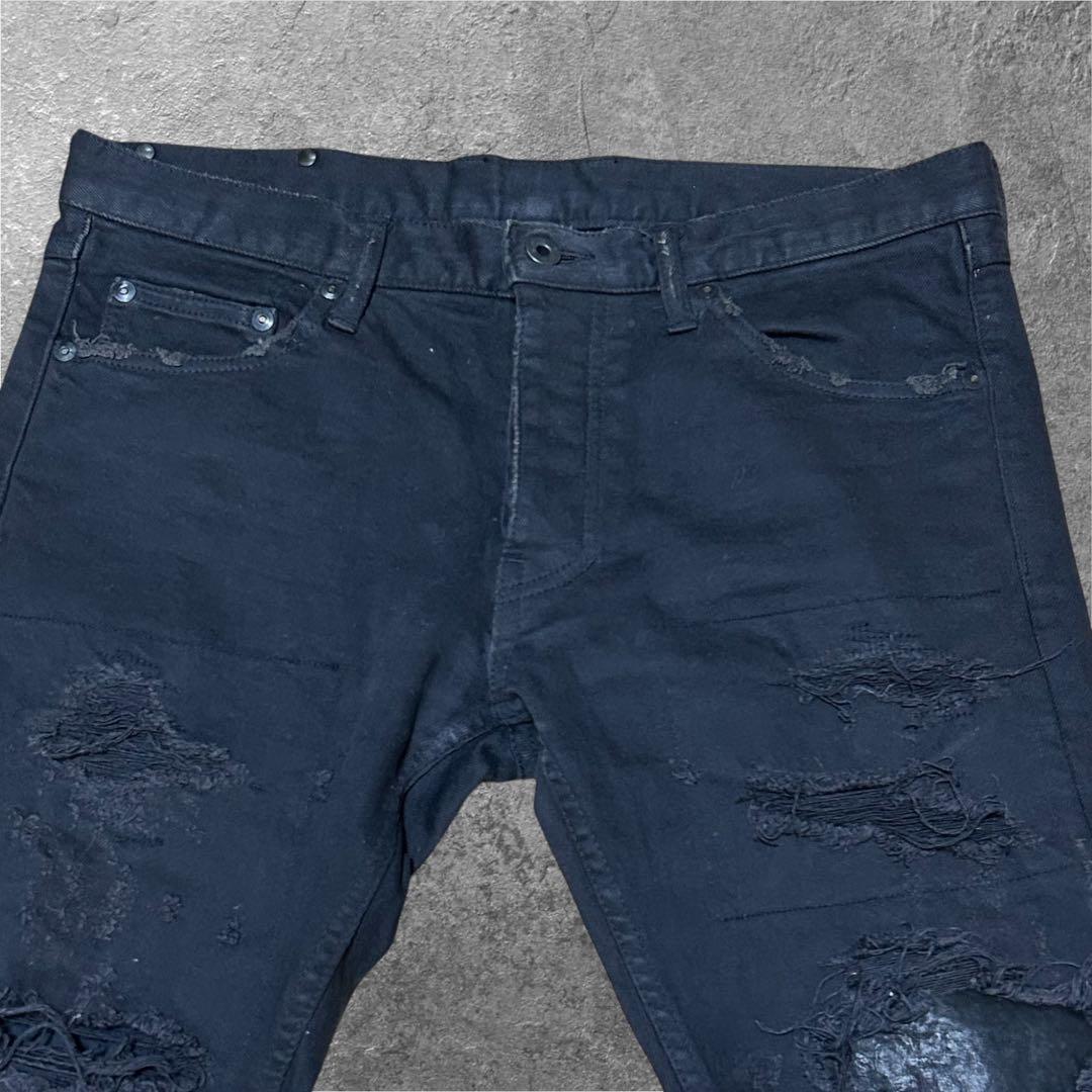 ダメージ加工 ISAMUKATAYAMA BACKLASH スキニーデニム 黒