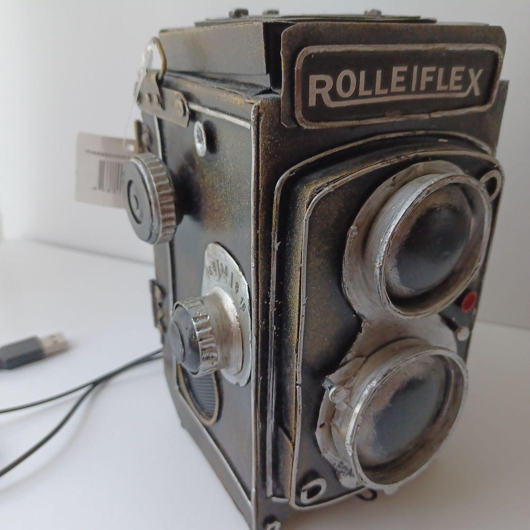 ブリキ　Rolleiflex　スピーカー　アンティーク　レトロ　二眼レフ　USB