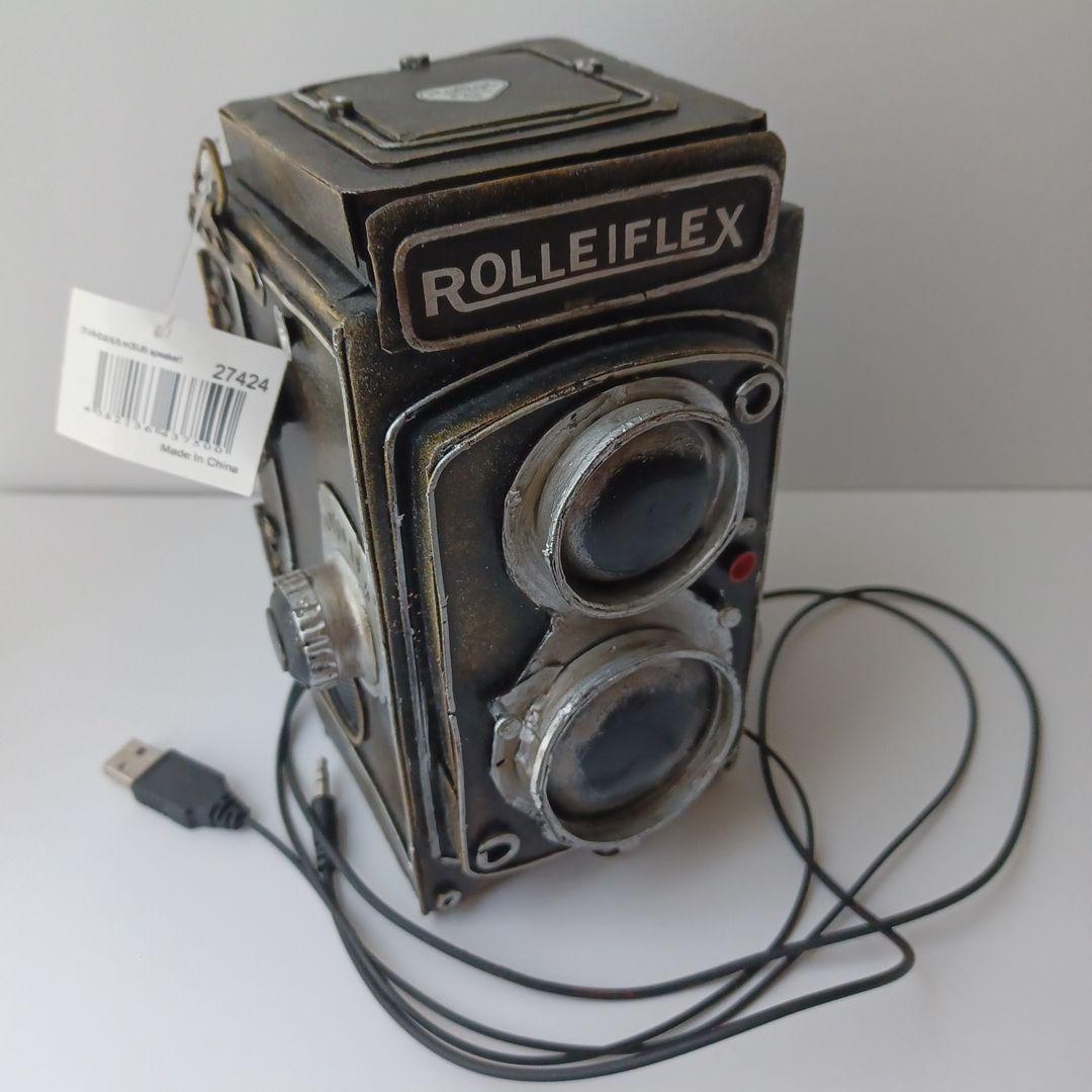 ブリキ　Rolleiflex　スピーカー　アンティーク　レトロ　二眼レフ　USB