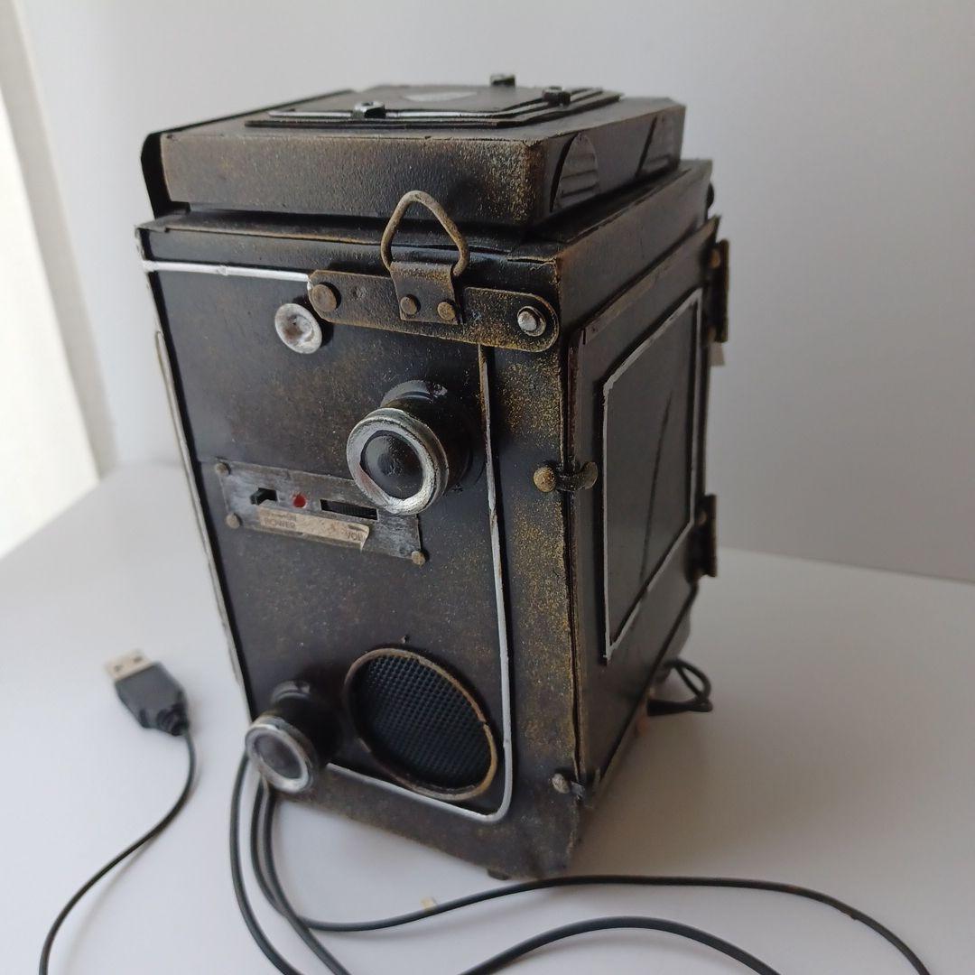 ブリキ　Rolleiflex　スピーカー　アンティーク　レトロ　二眼レフ　USB