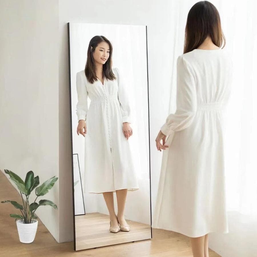 割れない鏡 スタンドミラー 全身鏡 姿見鏡 壁掛け 幅45cm ゴールド2823