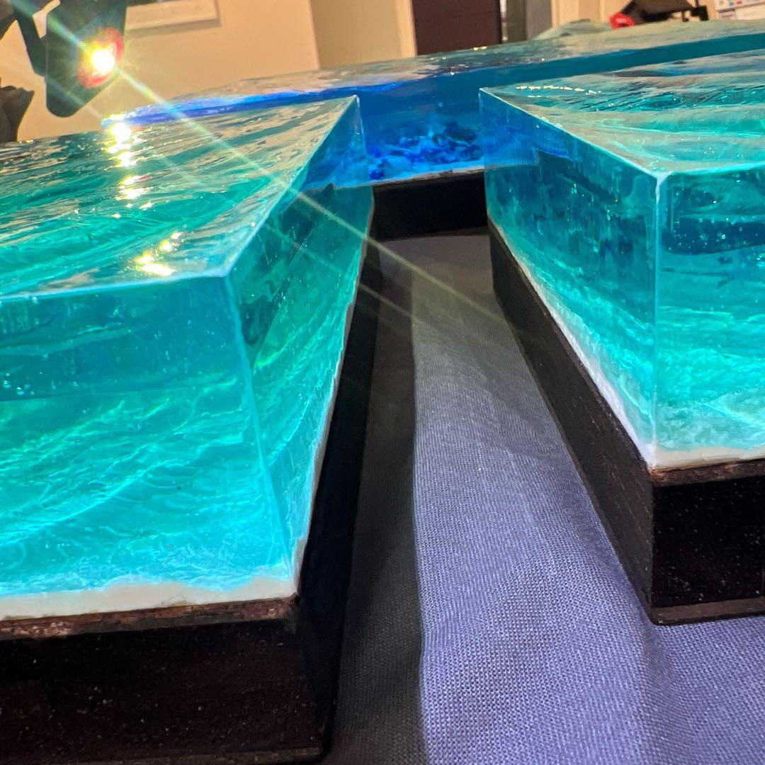 【波紋アート】Real Ocean／立体オブジェ／15cmプリズム×6cm