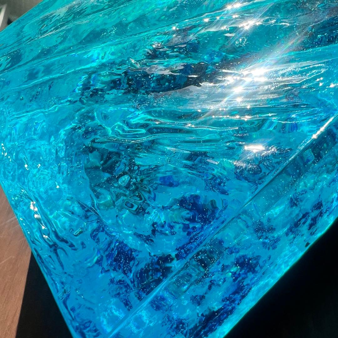 【波紋アート】Real Ocean／立体オブジェ／15cmプリズム×6cm