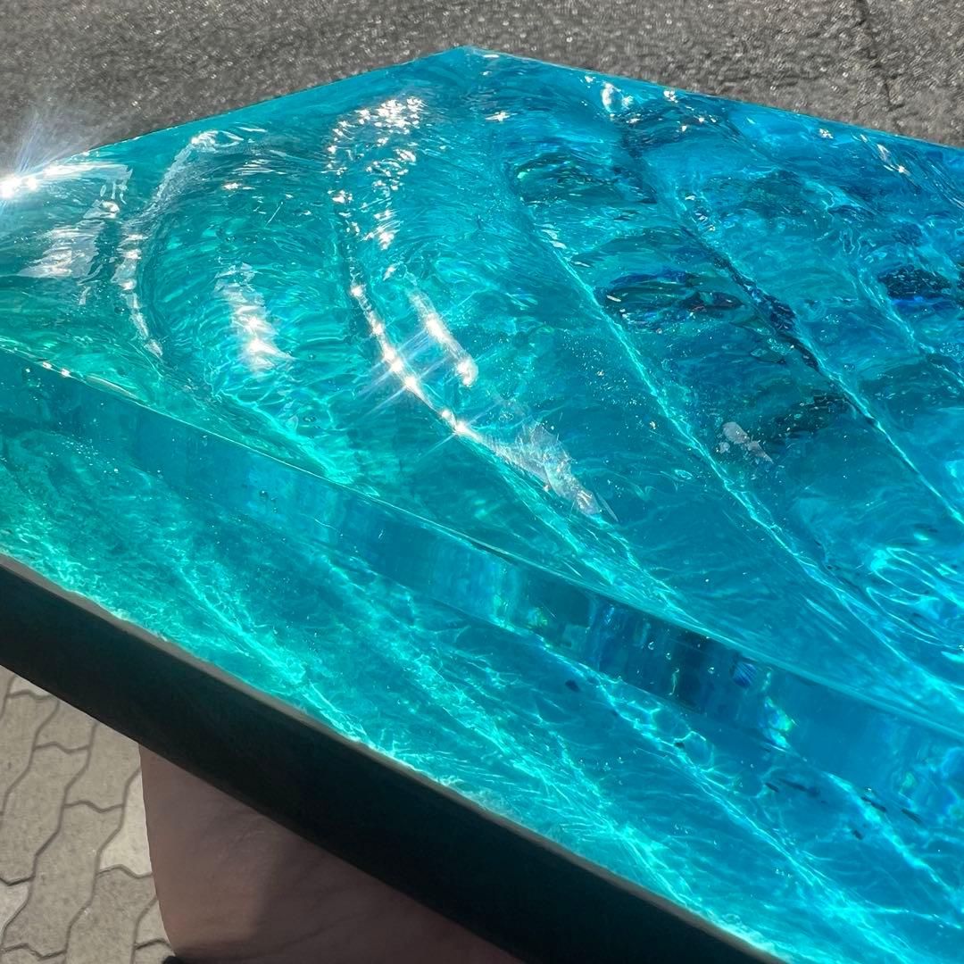 【波紋アート】Real Ocean／立体オブジェ／15cmプリズム×6cm