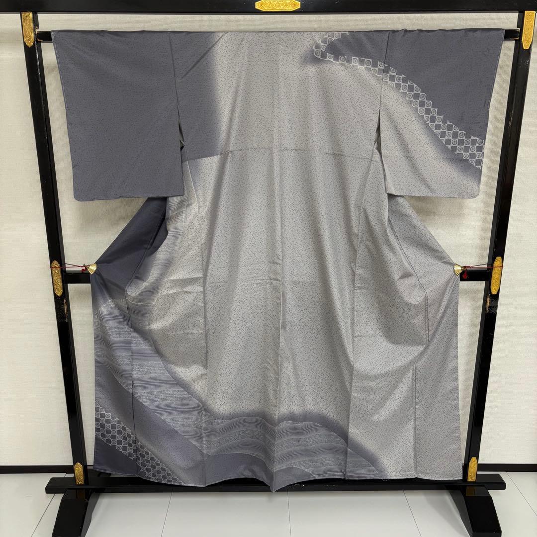 本場縞大島紬 染め大島 もり絹織物 美しい染め 証紙付き 付下げ AK-4924