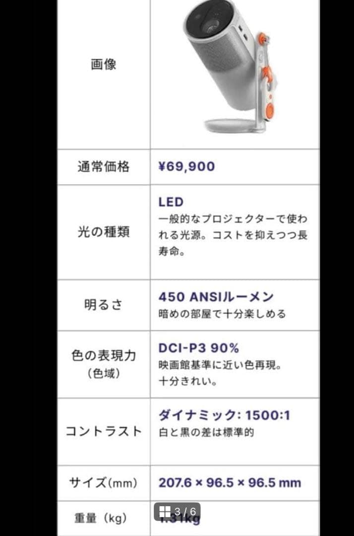 新品未開封Aladdin Poca アラジンポカ プロジェクター コンパクト本体