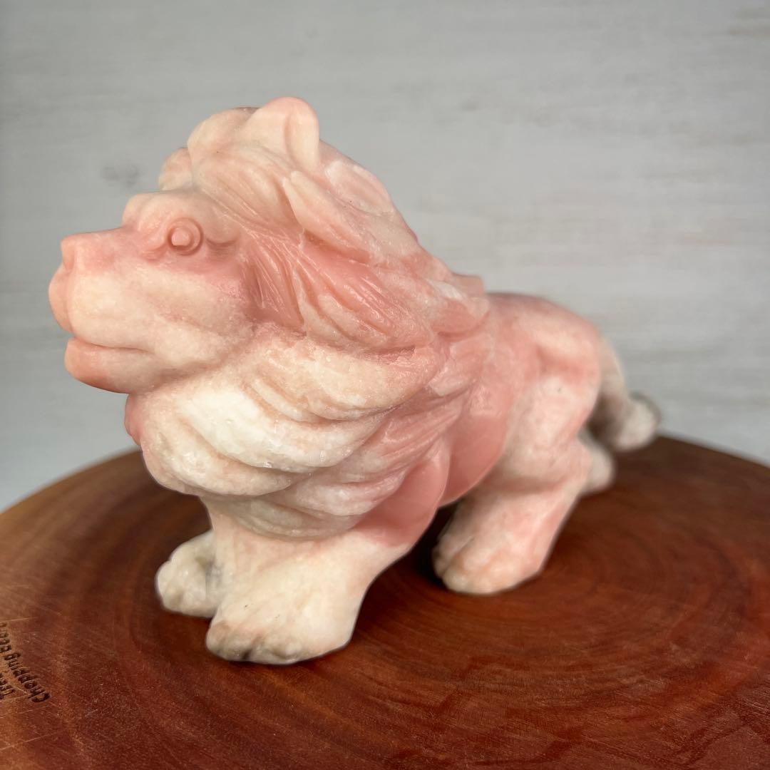 天然石　ライオン　ピンクオパール