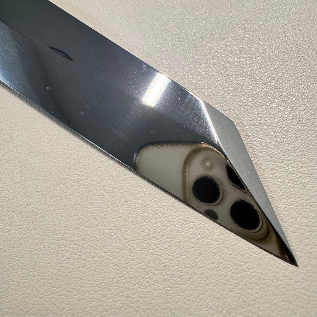 270mm 切付柳刃包丁 鏡面　黒檀八角柄 刺身包丁 「全鋼」︔