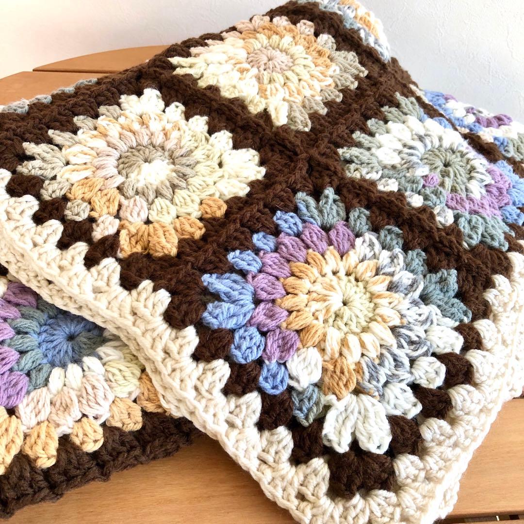 ☆thanks price☆手編みマルチカバー【ナチュラル】