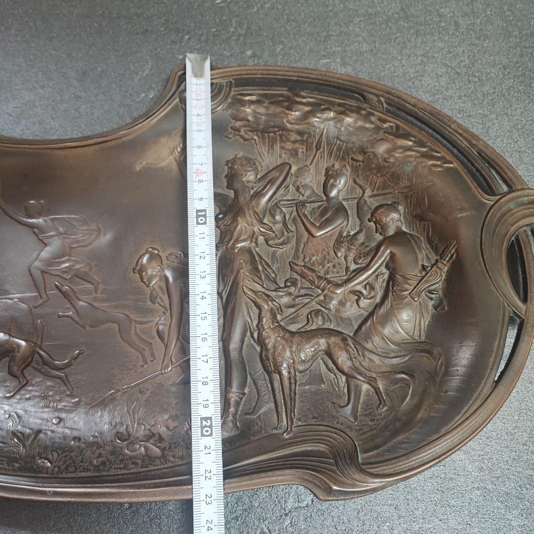 フランス製　アールヌーヴォーの真鍮製　トレイ希少美品　アンティーク骨董品　 銅製