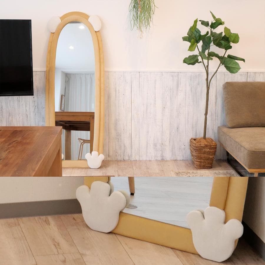 全身鏡 韓国風 クマ 可愛い 160cmx60cm ビロードフレーム2206‐9