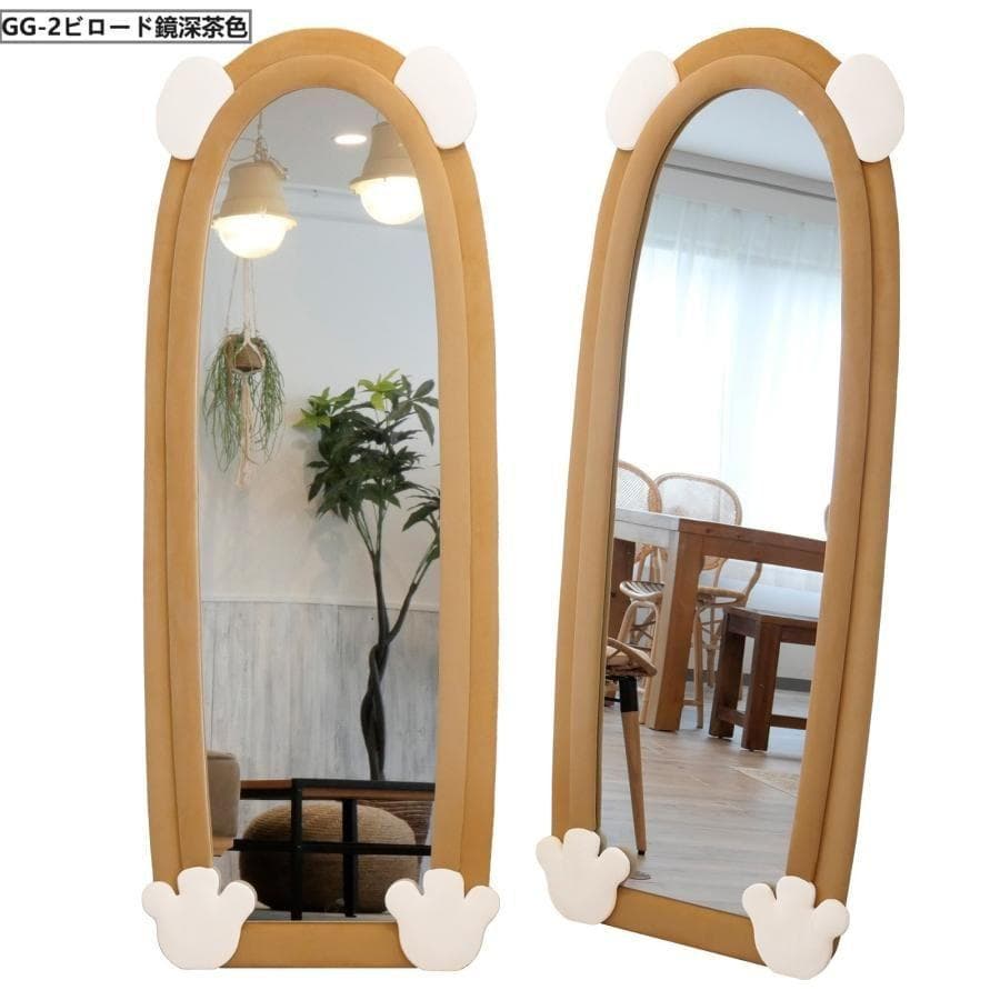 全身鏡 韓国風 クマ 可愛い 160cmx60cm ビロードフレーム2206‐9