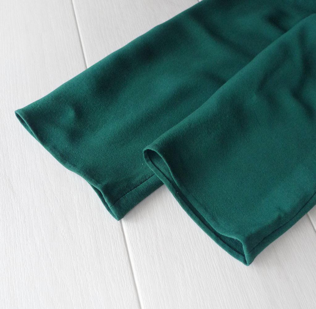 美品 ドゥロワー 7,7万円 シルクのノーカラーブラウス グリーン Drawer