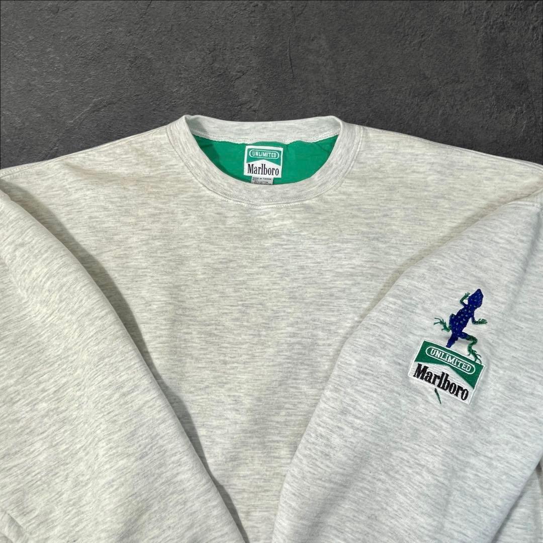 90s Marlboro UNLIMITED 刺繍リザードスウェット希少グリーン