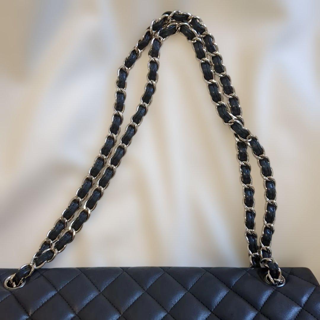 シャネル デカマトラッセ シングルフラップ ダブルチェーン ショルダーバッグ