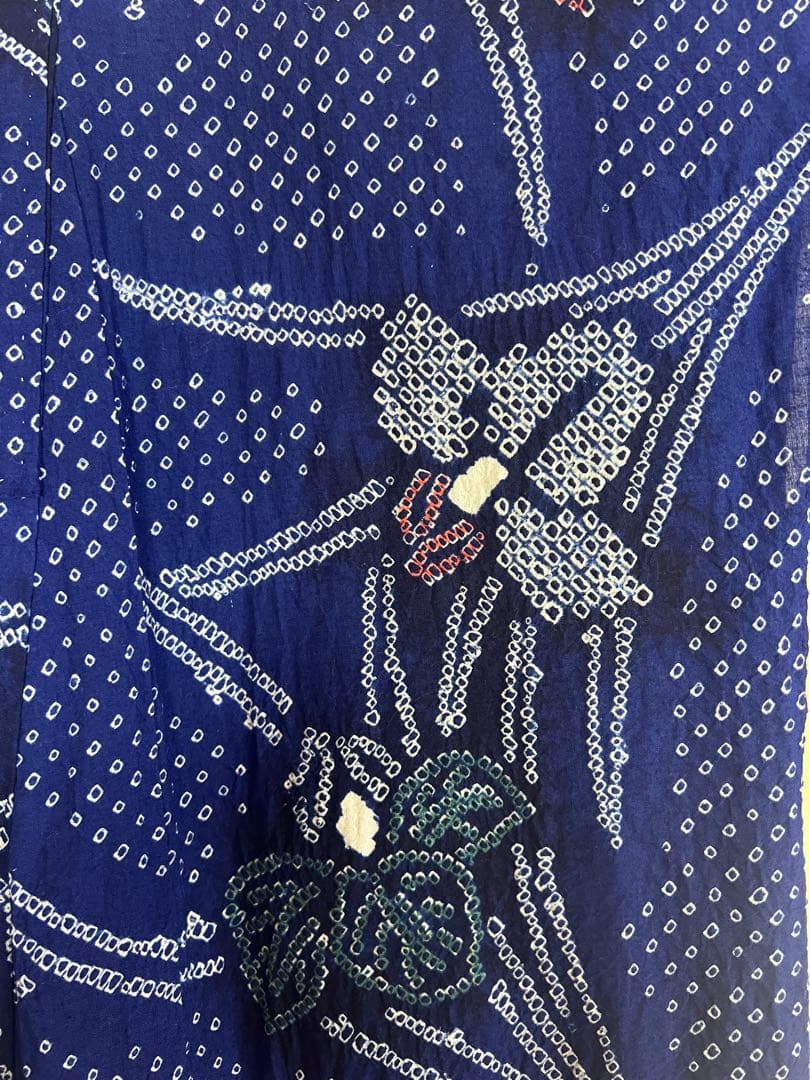 有松鳴海絞り浴衣(裄70) 青紺杜若柄