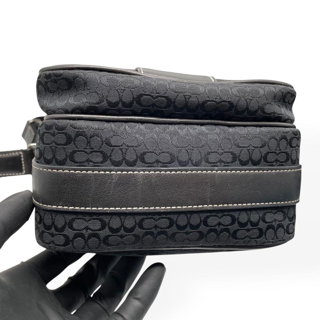 極美品　COACH コーチ　ショルダーバッグ　ミニシグネチャー　男女兼用　黒