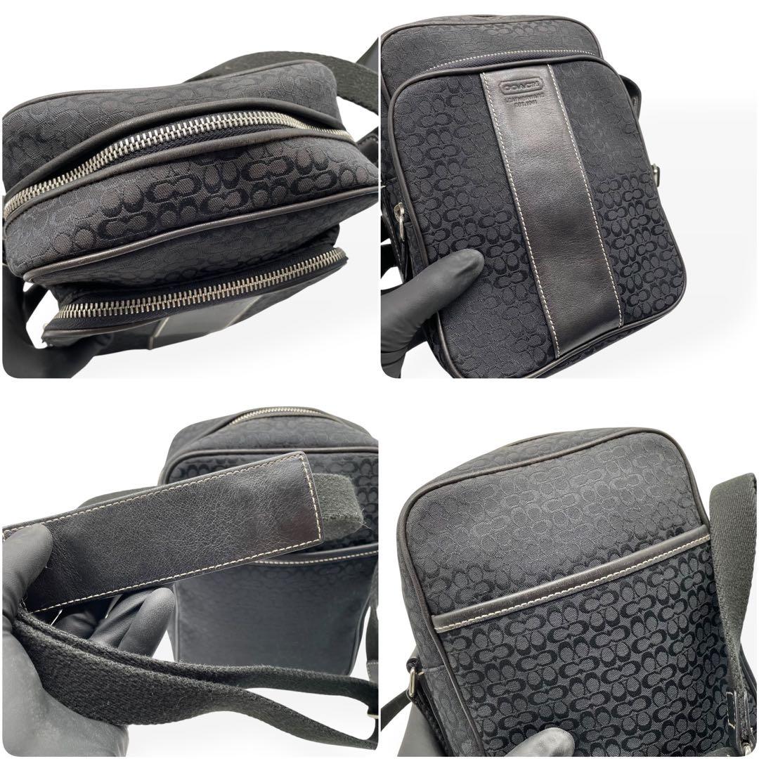 極美品　COACH コーチ　ショルダーバッグ　ミニシグネチャー　男女兼用　黒