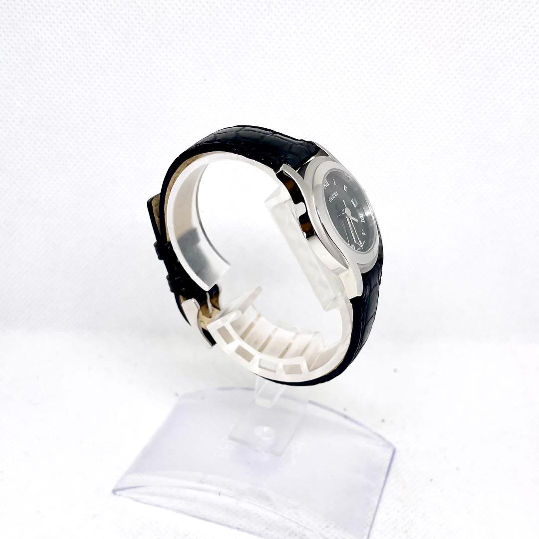 稼働　美品　GUCCI 5500L レディース時計　レザーブラック　Gマーク