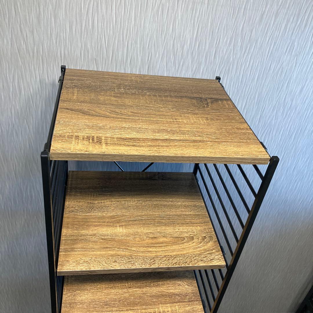 ワイエムワールド シェルフ 5段 幅47cm オーク 組み立て済 スチールラック