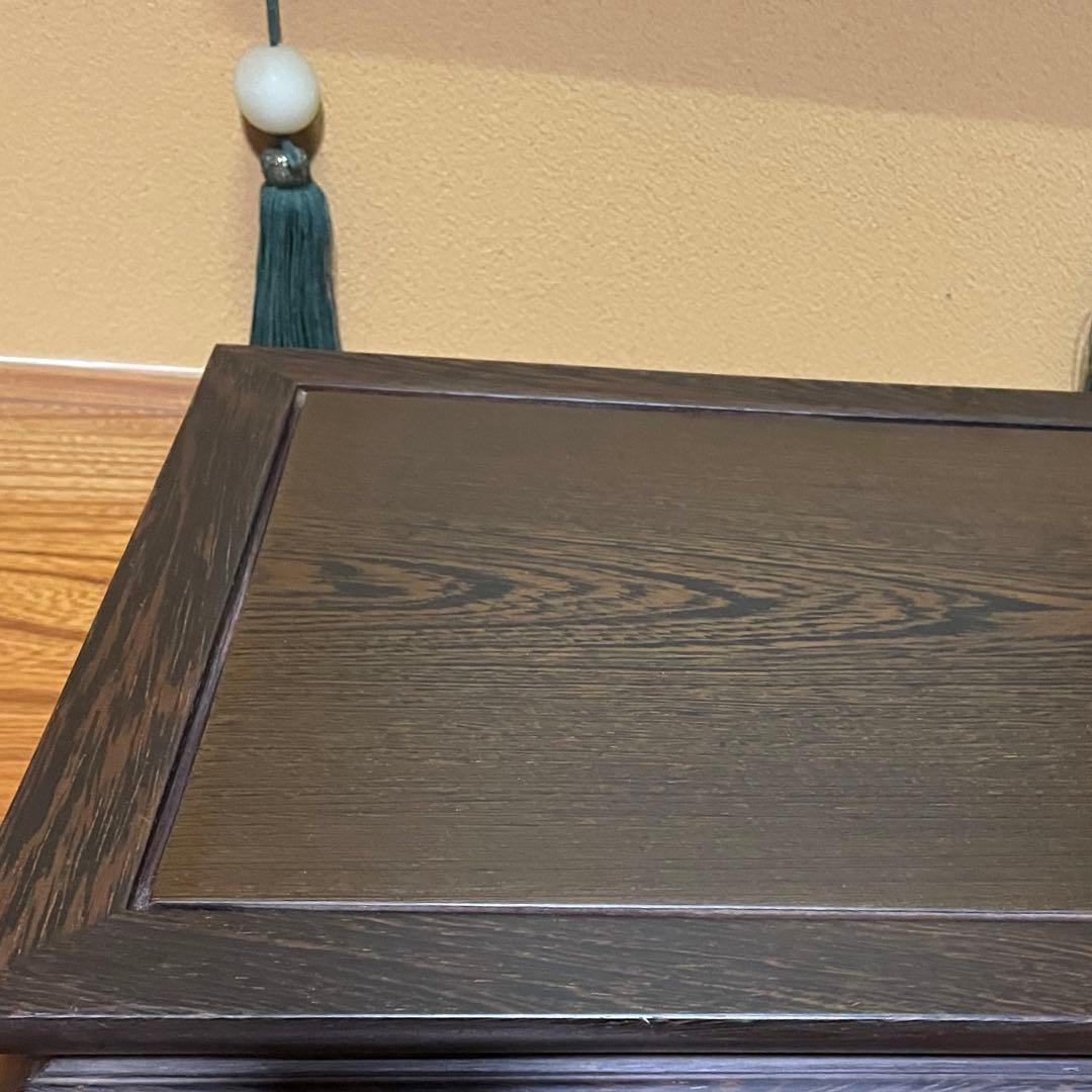 唐木(縞黒檀）の透かし彫り花台・盆栽飾り台