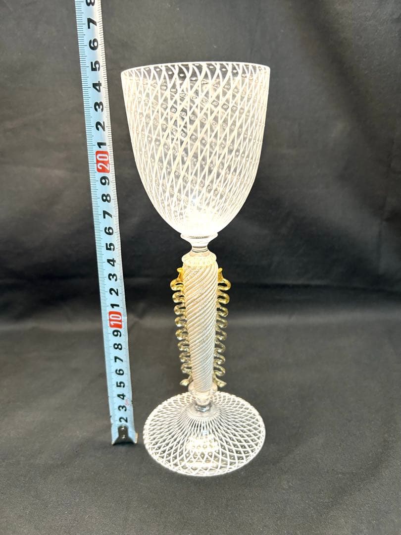 ベネチアングラス Seguso製ホワイトレース柄　ヴィンテージ品　未使用品