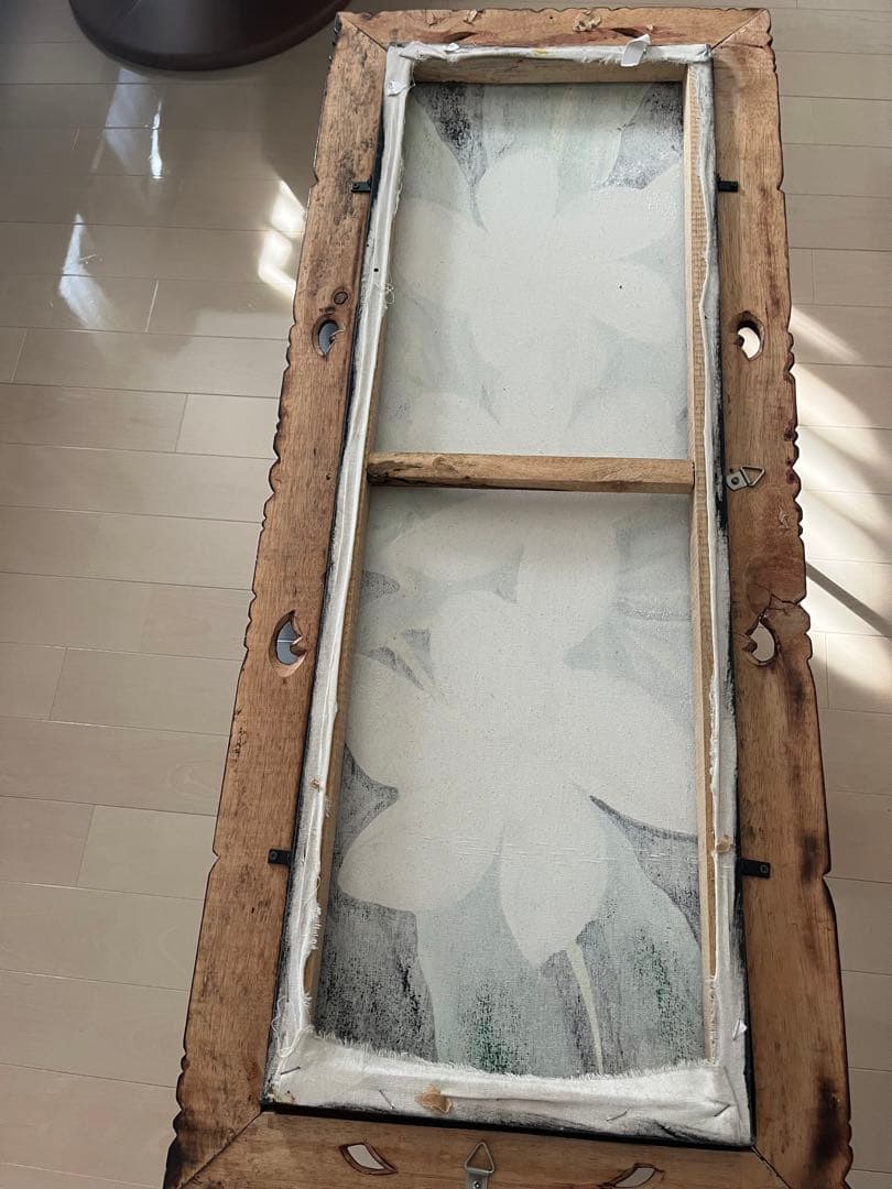 まるもり　　プルメリアの絵画（彫刻フレーム付き）