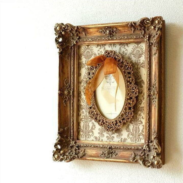 輸入雑貨　クラッシックゴールド　フランス　『壁掛けフォトフレーム』　アンティーク