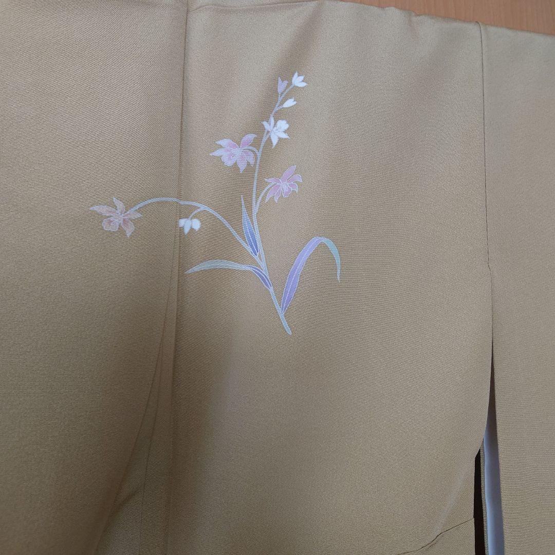 【美品】付下げフルセット　正絹　袷　草花文様　駒刺繍　お太鼓柄袋帯