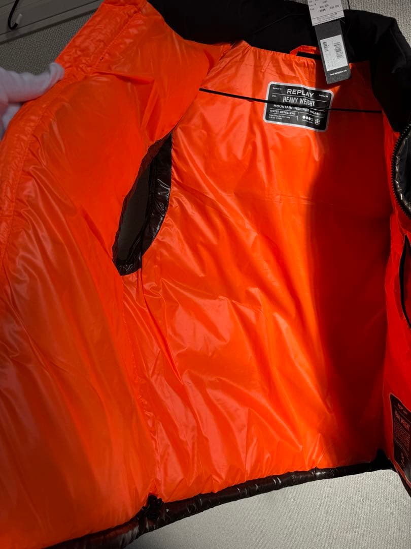 REPLAY リプレイ 中綿ベスト M カーキ×ブラック 定価39,600円