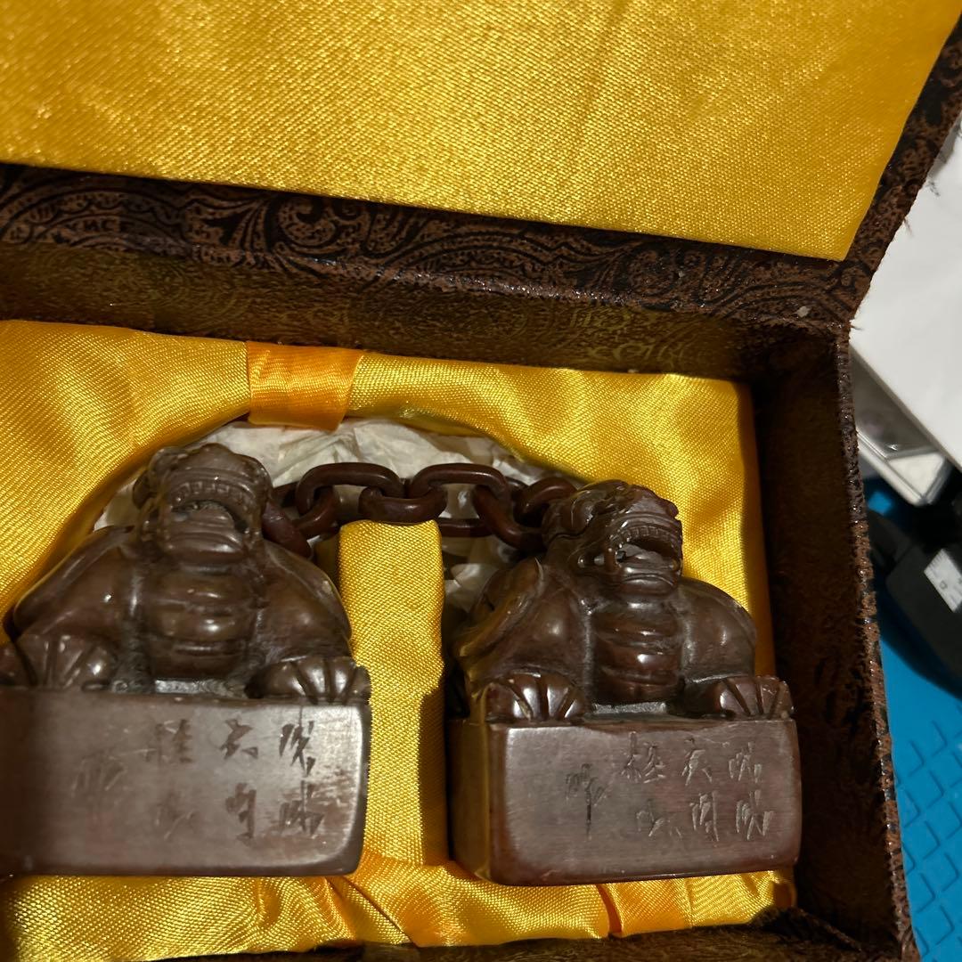 中國清朝古代印章 獅子像 置物 石材製 漢字彫刻付き690g咸豐帝印