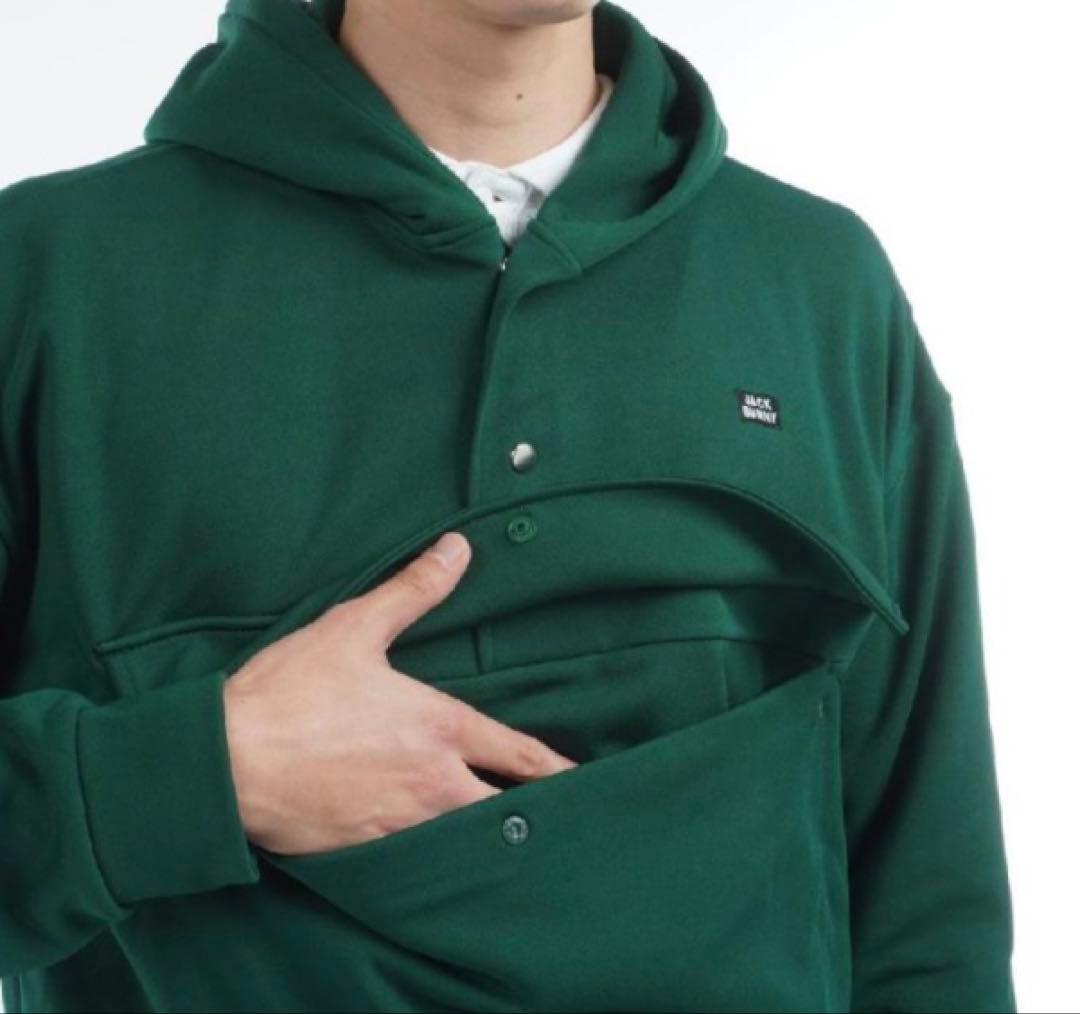 新品 パーリーゲイツ ジャックバニー ソフトタッチ 裏起毛パーカー(4)M/緑