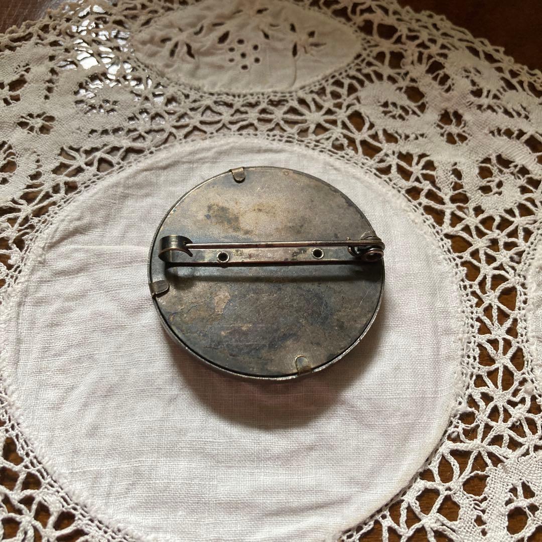 英アンティーク 刺繍 花柄 ブローチ ピン ブロカント プチポワン