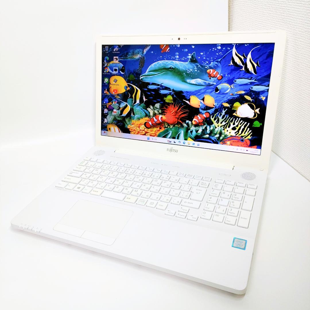 Corei7✨️Windows11 富士通 オフィス付き白ノートパソコン DVD