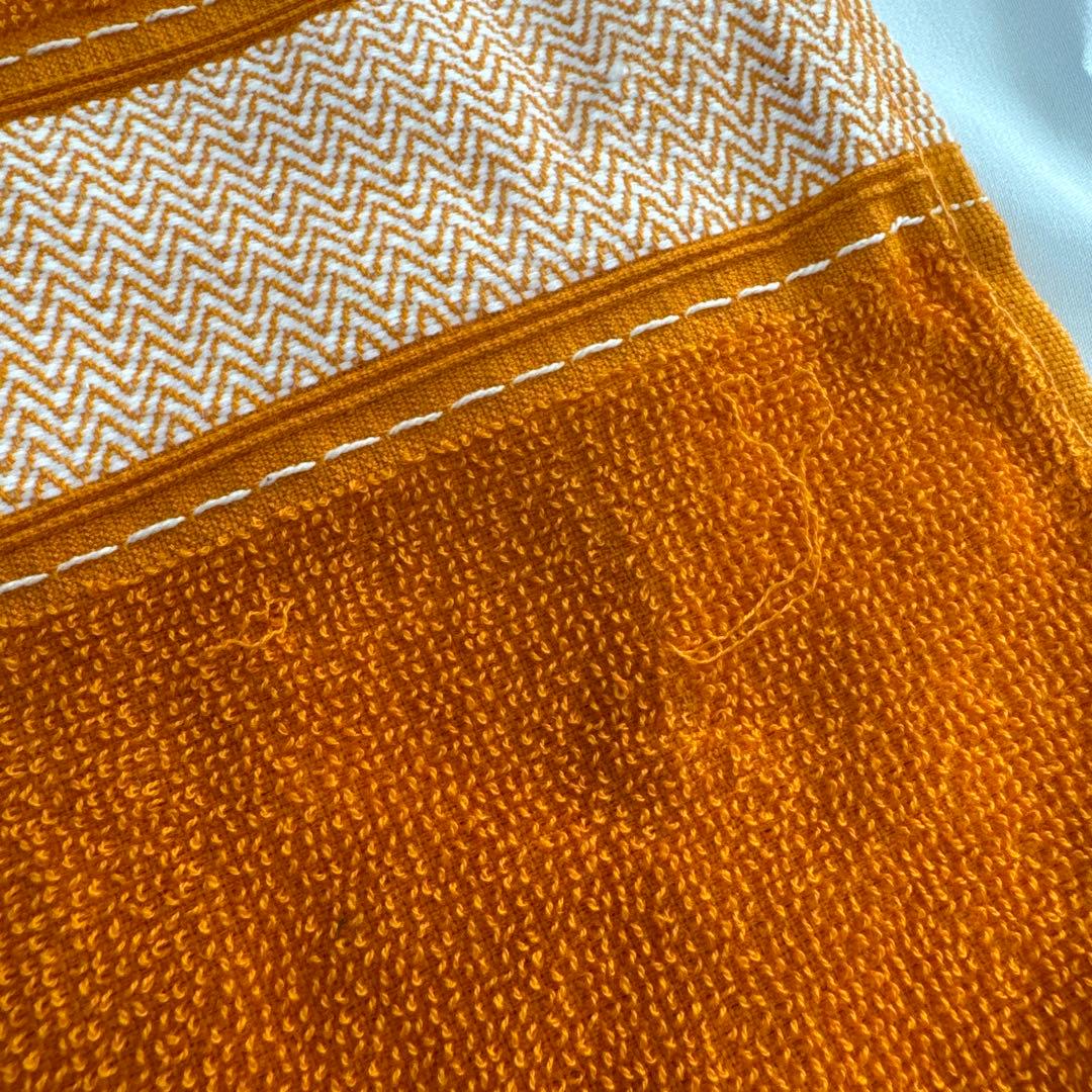 未使用 HERMES エルメス フェイスタオル オレンジ バンロゴ