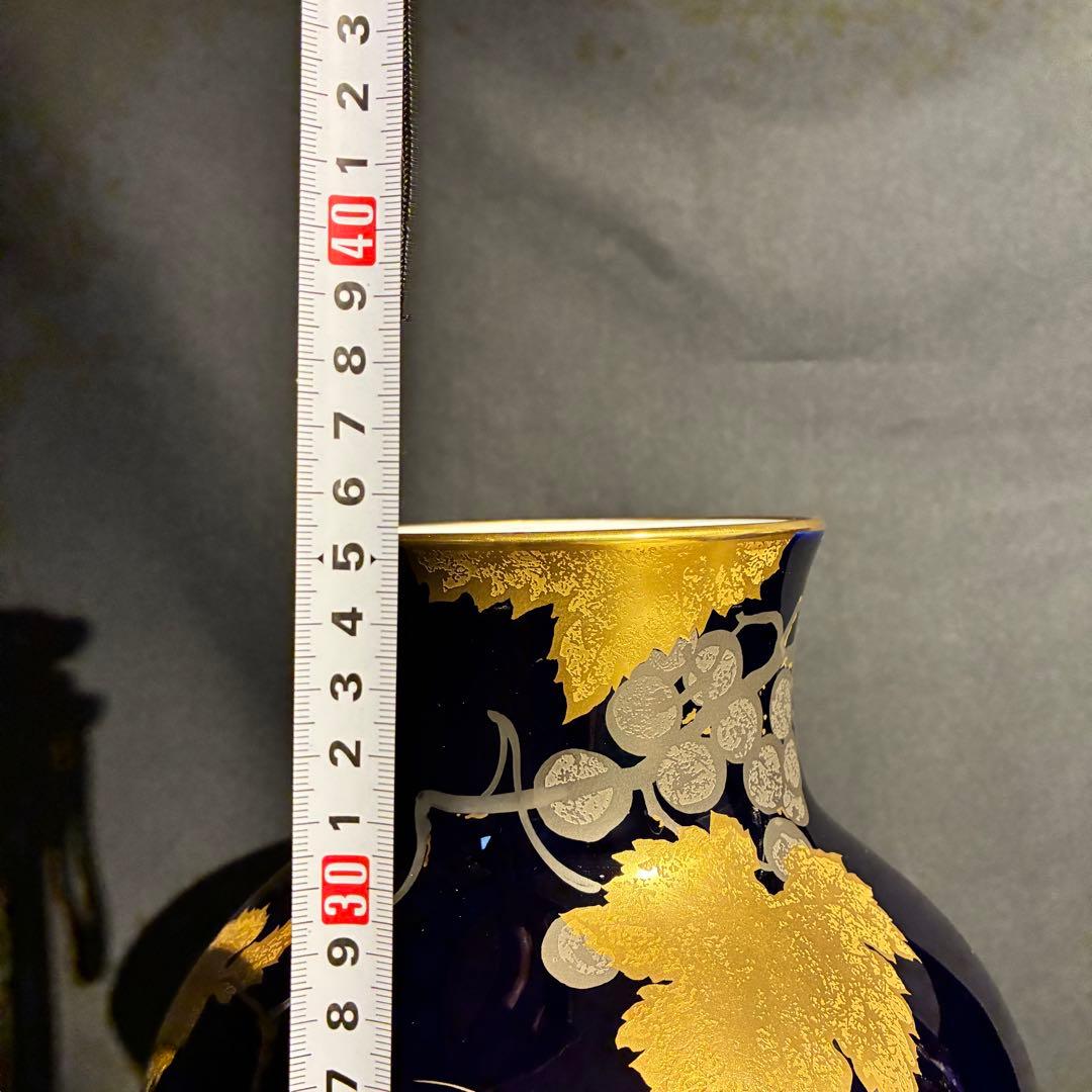 大倉陶園 花瓶 瑠璃金蝕葡萄 36cm OKURA CHINA 箱付 自宅保管