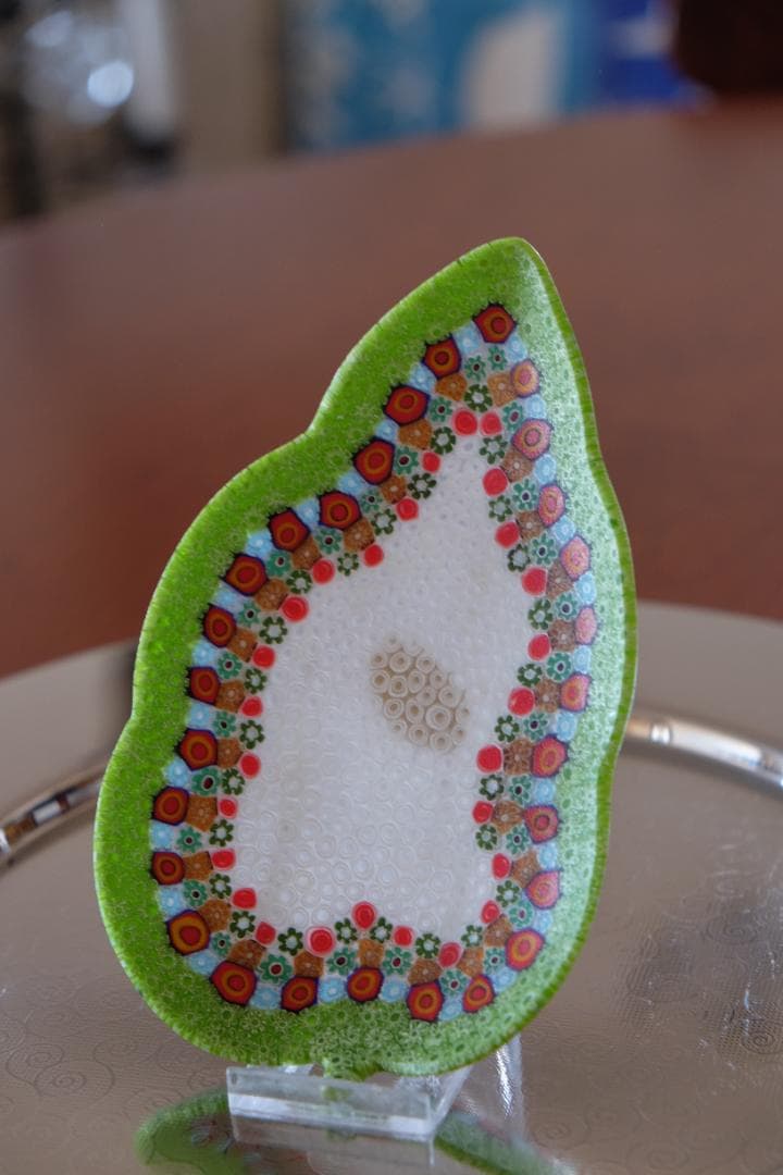 ベネチアングラス プレート ミルフィオリ 時代物 作家物 ムラノガラス 田子美紀