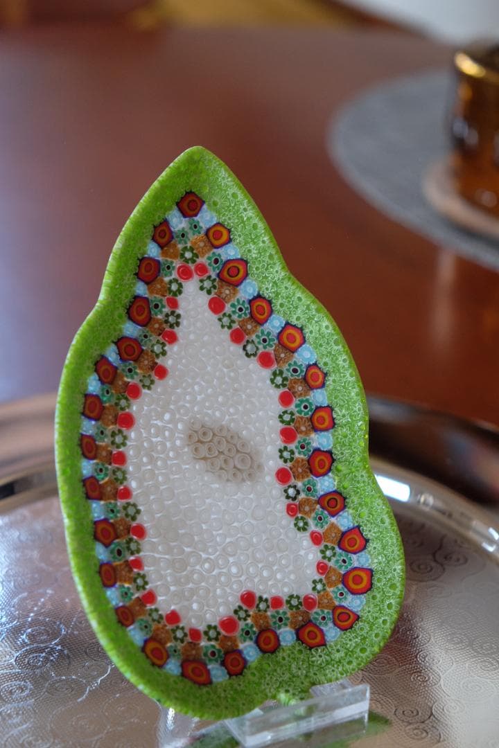 ベネチアングラス プレート ミルフィオリ 時代物 作家物 ムラノガラス 田子美紀