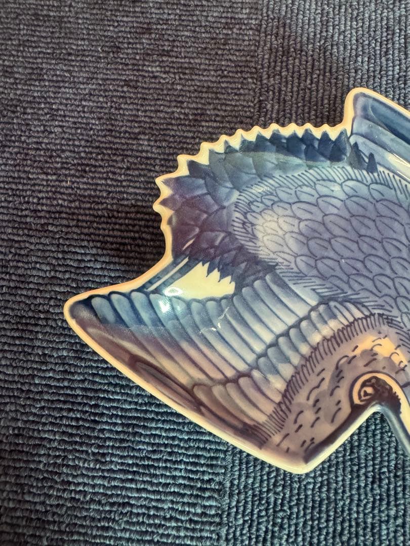 1810  希少　源右衛門　変形皿　鶴文