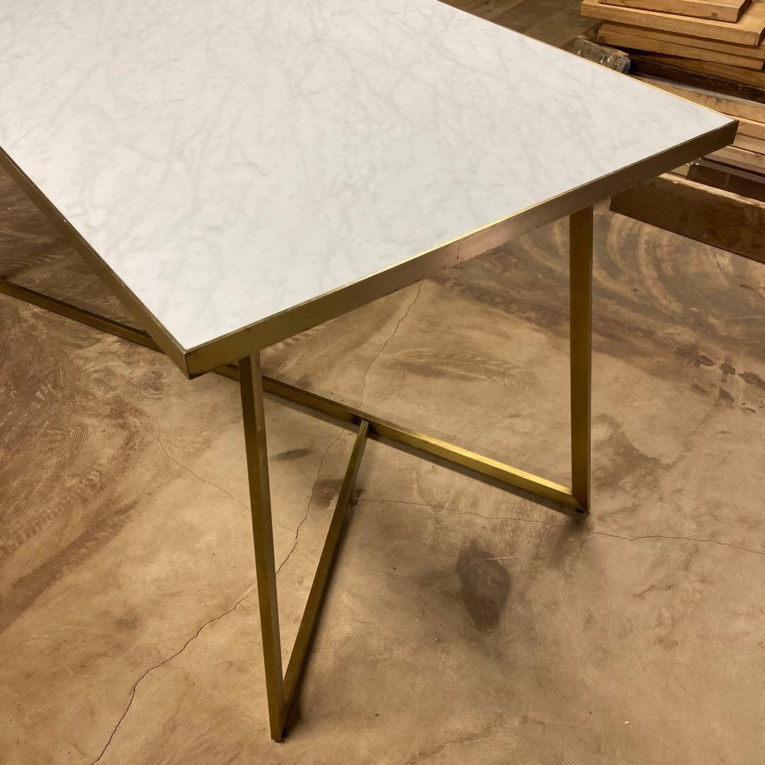 【送料込み】アンティーク　大理石風テーブル　ゴールドフレーム　店舗什器