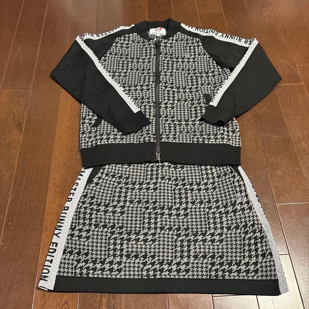 マスターバニー14G 天竺度詰めジャガード千鳥柄スカート黒×グレーサイズ1