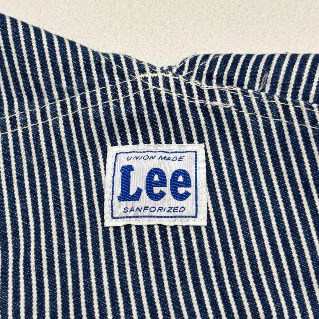 美品 リー インディゴ ヒッコリー ストライプ 柄 デニム オーバーオール