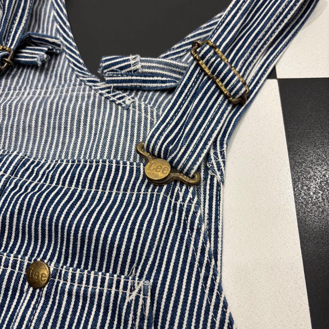 美品 リー インディゴ ヒッコリー ストライプ 柄 デニム オーバーオール