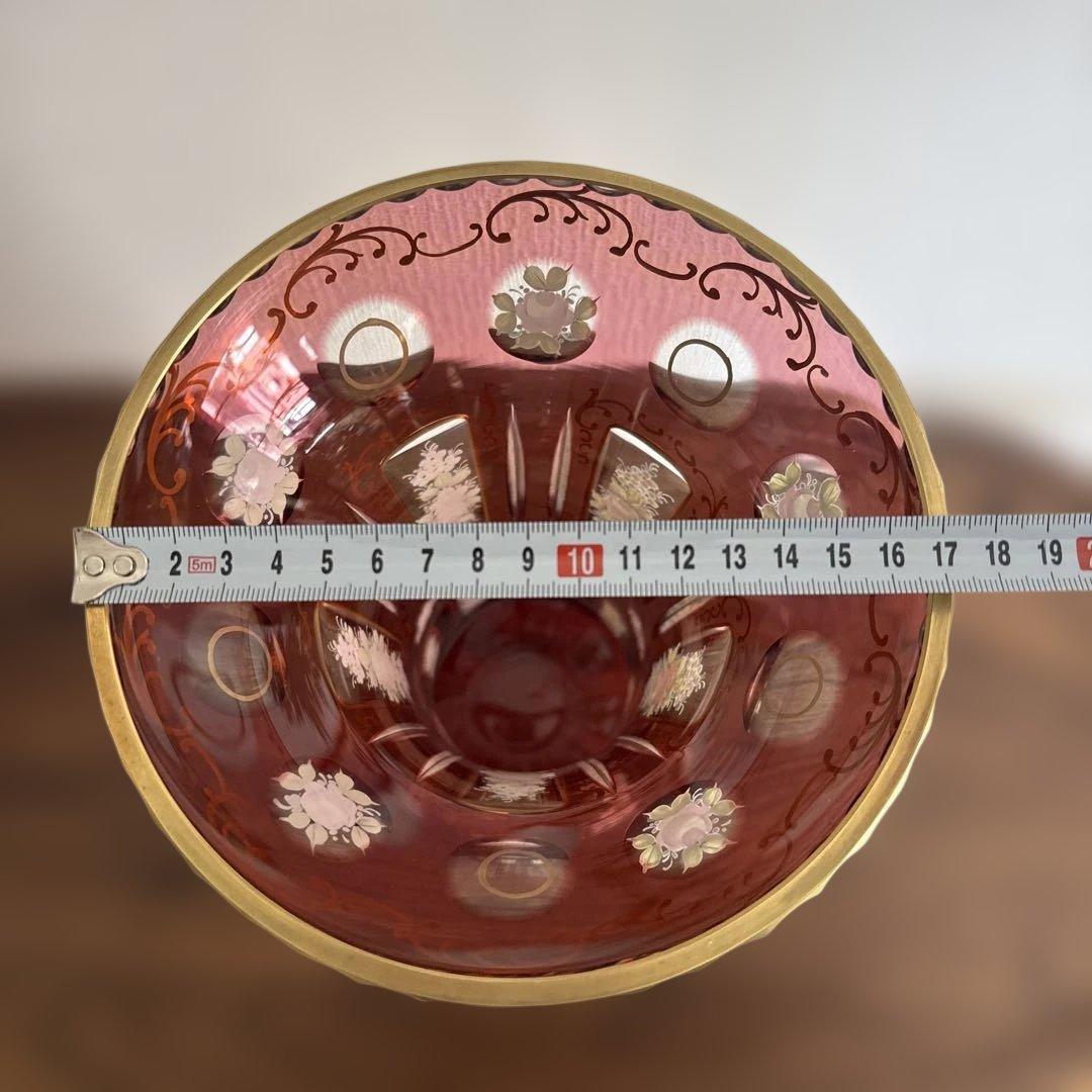 ボヘミアンガラス　花瓶　ボヘミアグラス　ボヘミアングラス　アンティーク