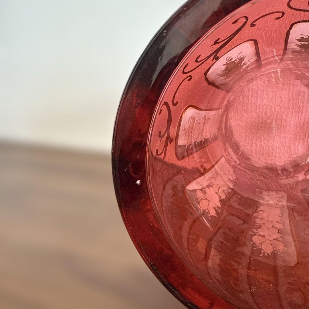 ボヘミアンガラス　花瓶　ボヘミアグラス　ボヘミアングラス　アンティーク