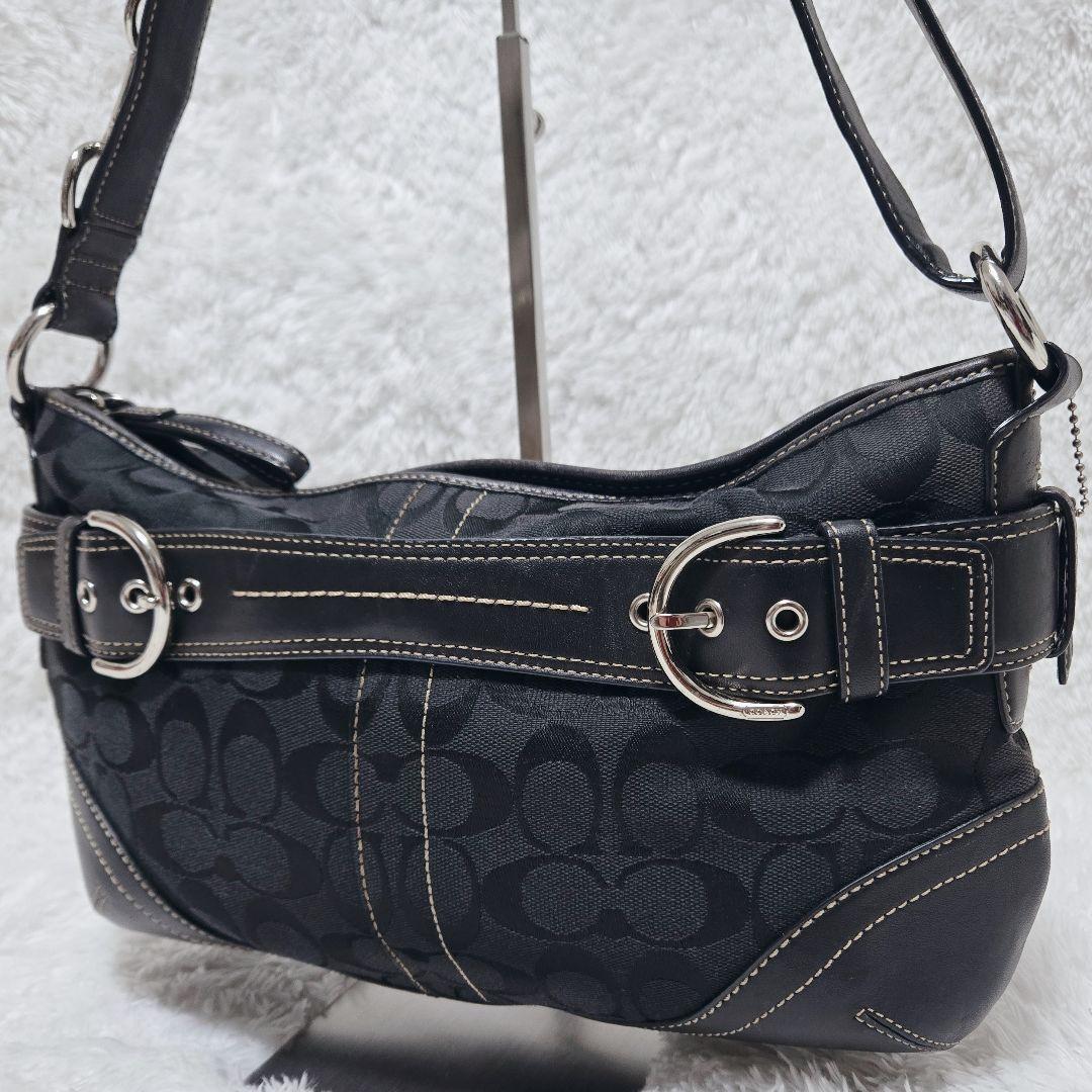 COACH シグネチャー ワンショルダーバッグ 黒 F07077