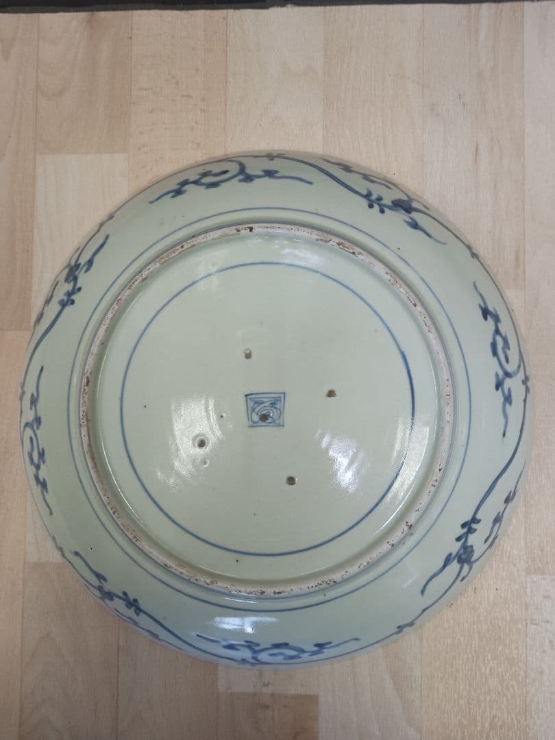 時代物　江戸期　蛸唐草　大皿　二重渦福　時代箱付　ほぼ無傷