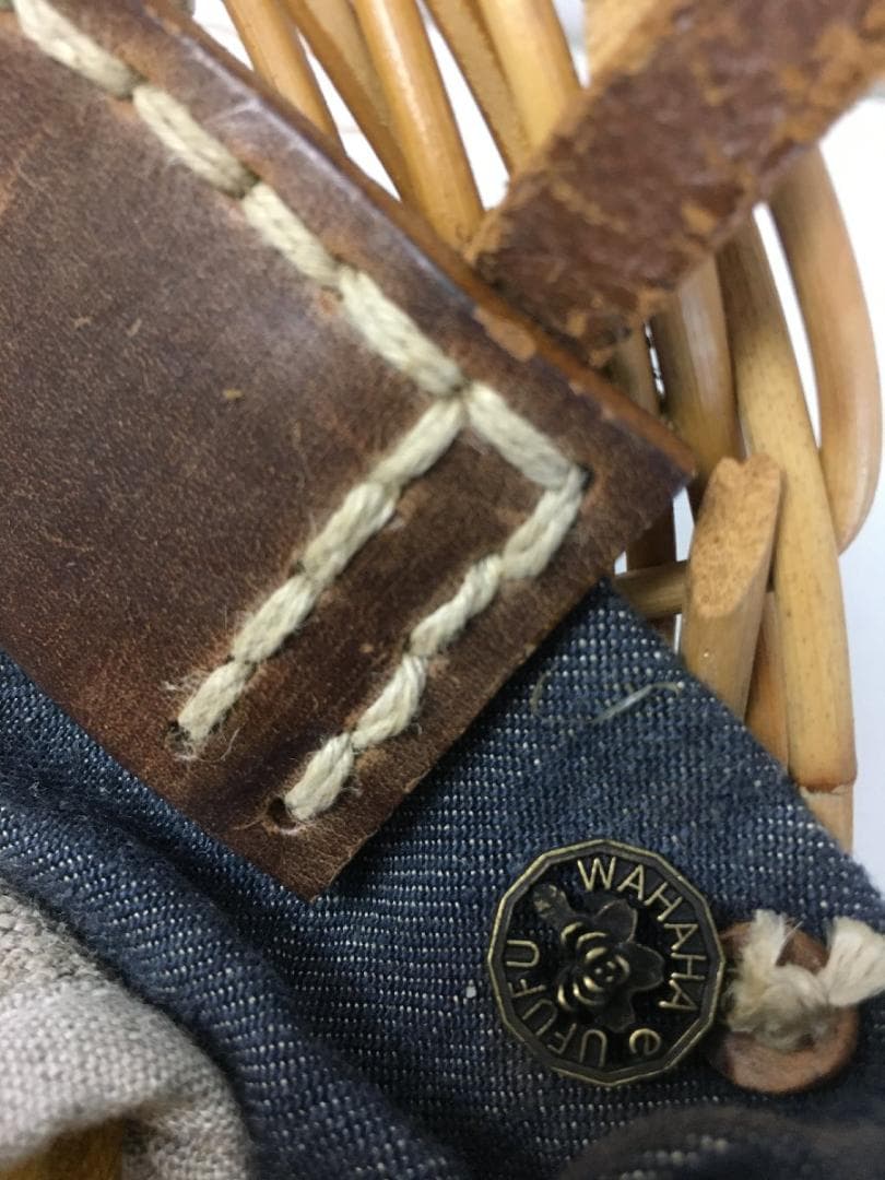 エバゴス 清涼 美品WAHAHA 紅籐 籠 カゴ 切替 トートバッグ